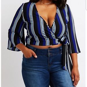 Striped Wrap Top
